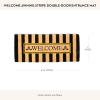 MACKENZIE-CHILDS Double-Door Entrance Mat, Decorative Outdoor Coir Doormat, Double Front-Door Mat and Welcome Mat, Black-and-White Courtly Check(Awning Stripe)