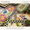 MACKENZIE-CHILDS Double-Door Entrance Mat, Decorative Outdoor Coir Doormat, Double Front-Door Mat and Welcome Mat, Black-and-White Courtly Check(Flower Market)