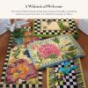 MACKENZIE-CHILDS Double-Door Entrance Mat, Decorative Outdoor Coir Doormat, Double Front-Door Mat and Welcome Mat, Black-and-White Courtly Check(Flower Market)