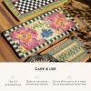 MACKENZIE-CHILDS Double-Door Entrance Mat, Decorative Outdoor Coir Doormat, Double Front-Door Mat and Welcome Mat, Black-and-White Courtly Check(Flower Market)