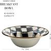 MACKENZIE-CHILDS Enamel Breakfast Bowl, Unique Soup Bowl or Cereal Bowl, Dinnerware, Blue-and-White Royal Check, Set of 1(Courtly Check)
