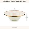 MACKENZIE-CHILDS Enamel Breakfast Bowl, Unique Soup Bowl or Cereal Bowl, Dinnerware, Blue-and-White Royal Check, Set of 1(Rosy Check)