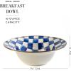 MACKENZIE-CHILDS Enamel Breakfast Bowl, Unique Soup Bowl or Cereal Bowl, Dinnerware, Blue-and-White Royal Check, Set of 1(Royal Check)