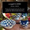 MACKENZIE-CHILDS Enamel Breakfast Bowl, Unique Soup Bowl or Cereal Bowl, Dinnerware, Blue-and-White Royal Check, Set of 1(Royal Check)
