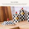 MACKENZIE-CHILDS Enamel Butter Box, Cute Lidded Butter Dish, Black-and-White Courtly Check(Courtly Check)
