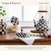 MACKENZIE-CHILDS Enamel Butter Box, Cute Lidded Butter Dish, Black-and-White Courtly Check(Courtly Check)