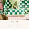 MACKENZIE-CHILDS Enamel Butter Box, Cute Lidded Butter Dish, Black-and-White Courtly Check(Emerald Check)