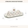 MACKENZIE-CHILDS Enamel Butter Box, Cute Lidded Butter Dish, Black-and-White Courtly Check(Sterling Check)