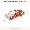MACKENZIE-CHILDS Enamel Butter Box, Cute Lidded Butter Dish, Black-and-White Courtly Check(White Flower Market)