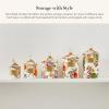 MACKENZIE-CHILDS Enamel Canister Set, Mini (14 oz.), Demi (24 oz.), and Small (38 oz.) Kitchen Containers, White Flower Market