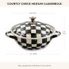 MACKENZIE-CHILDS Enamel Casserbole, Oven Baking Dish with Lid, Medium, Black-and-White Courtly Check