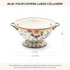 MACKENZIE-CHILDS Enamel Colander, Decorative Kitchen Strainer, Large, Blue Wildflowers(Blue Wildflowers)
