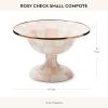 MACKENZIE-CHILDS Enamel Compote, Cute Enamel Pedestal Serving Dish or Decorative Bowl, Large, Blue-and-White Royal Check(Rosy Check)