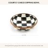 MACKENZIE-CHILDS Enamel Dipping Bowl, Small Serving Bowl for Entertaining, Blue-and-White Royal Check(Courtly Check)