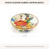 MACKENZIE-CHILDS Enamel Dipping Bowl, Small Serving Bowl for Entertaining, Blue-and-White Royal Check(Flower Market White)
