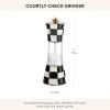 MACKENZIE-CHILDS Enamel Grinder, Refillable Manual Salt Grinder and Pepper Grinder, Black-and-White Courtly Check(Courtly Check)