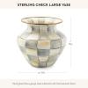MACKENZIE-CHILDS Enamel Large Vase, Unique Flower-Vase Decor, Pink-and-White Rosy Check(Sterling Check)