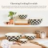 MACKENZIE-CHILDS Enamel Mixing Bowl Set, Small 5-Cup, Medium 10-Cup, and Large 16-Cup Serving Bowls for Entertaining, Set of 3, Blue-and-White Royal Check(Courtly Check)