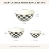 MACKENZIE-CHILDS Enamel Mixing Bowl Set, Small 5-Cup, Medium 10-Cup, and Large 16-Cup Serving Bowls for Entertaining, Set of 3, Blue-and-White Royal Check(Courtly Check)