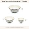 MACKENZIE-CHILDS Enamel Mixing Bowl Set, Small 5-Cup, Medium 10-Cup, and Large 16-Cup Serving Bowls for Entertaining, Set of 3, Blue-and-White Royal Check(Sterling Check)