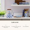 MACKENZIE-CHILDS Enamel Napkin Holder, Kitchen Napkin Holder for Table and Countertop, Blue-and-White Royal Check