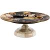 MACKENZIE-CHILDS Enamel Pedestal Platter, Round Cake Stand, Mini White Flower Market(Brown Wild Rose)
