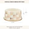 MACKENZIE-CHILDS Enamel Pet Bowl, Cute Cat and Dog Bowl for Food and Water, Medium, Brown-and-White Mocha Check