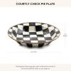 MACKENZIE-CHILDS Enamel Pie Plate, Ovenproof Pie Pan for Cooking and Serving, Pink-and-White Rosy Check(Courtly Check)