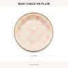 MACKENZIE-CHILDS Enamel Pie Plate, Ovenproof Pie Pan for Cooking and Serving, Pink-and-White Rosy Check(Rosy Check)