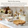 MACKENZIE-CHILDS Enamel Pie Plate, Ovenproof Pie Pan for Cooking and Serving, Pink-and-White Rosy Check(White Wild Rose)