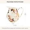 MACKENZIE-CHILDS Enamel Pitcher with Spout, Cute Water Pitcher, 3 Quarts, Wild Rose White(White Wild Rose)