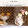 MACKENZIE-CHILDS Enamel Pitcher with Spout, Cute Water Pitcher, 3 Quarts, Wild Rose White(White Wild Rose)