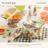 MACKENZIE-CHILDS Enamel Recipe Box, Cute Recipe-Card Box with Lid, Index-Card Holder for Kitchen, Blue-and-White Royal Check(Flower Market)