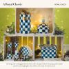 MACKENZIE-CHILDS Enamel Recipe Box, Cute Recipe-Card Box with Lid, Index-Card Holder for Kitchen, Blue-and-White Royal Check(Royal Check)