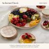 MACKENZIE-CHILDS Enamel Round Tray, Unique Serving Platter for Food and Drinks, Blue-and-White Royal Check(Rosy Check)
