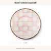 MACKENZIE-CHILDS Enamel Saucer, Small Enamel Plate for Teacups, Pink-and-White Rosy Check(Rosy Check)