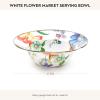 MACKENZIE-CHILDS Enamel Serving Bowl, Enamel Serveware Bowl, 12 Inches, Butterfly Garden(Flower Market White)