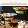MACKENZIE-CHILDS Enamel Serving Bowl, Enamel Serveware Bowl, 12 Inches, Butterfly Garden(Flower Market White)
