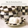 MACKENZIE-CHILDS Enamel Soap Dish, Decorative Soap Holder for Bathroom or Kitchen, Black-and-White Courtly Check(Courtly Check)