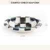 MACKENZIE-CHILDS Enamel Soap Dish, Decorative Soap Holder for Bathroom or Kitchen, Black-and-White Courtly Check(Courtly Check)