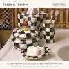 MACKENZIE-CHILDS Enamel Soap Dish, Decorative Soap Holder for Bathroom or Kitchen, Black-and-White Courtly Check(Courtly Check)