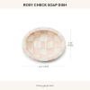 MACKENZIE-CHILDS Enamel Soap Dish, Decorative Soap Holder for Bathroom or Kitchen, Black-and-White Courtly Check(Rosy Check)