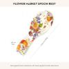 MACKENZIE-CHILDS Enamel Spoon Rest, Kitchen Spoon Holder and Utensil Rest for Stovetop, White Flower Market(White Flower Market)