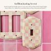 MACKENZIE-CHILDS Enamel Switch Plate, Light-Switch Cover, Single Rocker, Black-and-White Courtly Check(Rosy Check)