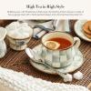 MACKENZIE-CHILDS Enamel Teacup, Unique Coffee and Tea Mug, Enamel Cup for Hot Tea, 10 Ounces, Gray-and-White Sterling Check(Sterling Check)