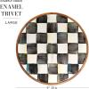 MACKENZIE-CHILDS Enamel Trivet, Heat-Resistant Countertop Protector for Hot Pots or Kettles, Large, Black-and-White Courtly Check(Courtly Check)