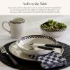 MACKENZIE-CHILDS Everyday Bowl, Serving Bowl for Entertaining, Set of 4, Black-and-White Courtly Check