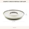 MACKENZIE-CHILDS Everyday Chip and Dip Bowl, Dishwasher-Safe Stoneware Chip Bowl, Black-and-White Courtly Check