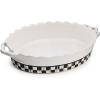 MACKENZIE-CHILDS Everyday Oval Casserole Baker, Cute Oven Baker, Small, Gray-and-White Sterling Check(Courtly Check)