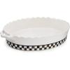 MACKENZIE-CHILDS Everyday Oval Casserole Baker, Cute Oven Baker, Small, Gray-and-White Sterling Check(Courtly Check)